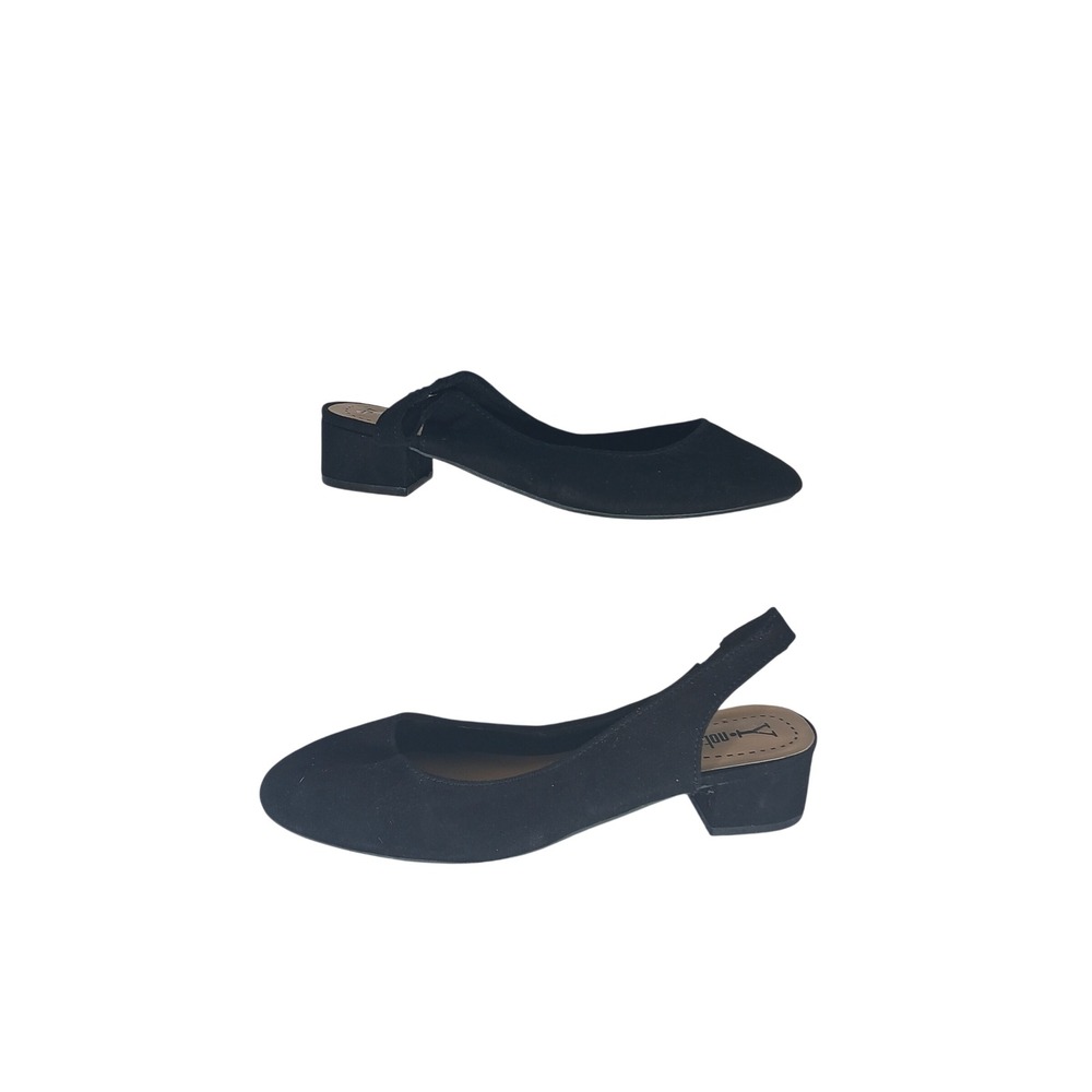 Y-Not Ellie Slingback Heels 8 Black Block Heel Minimalist Professional Chic